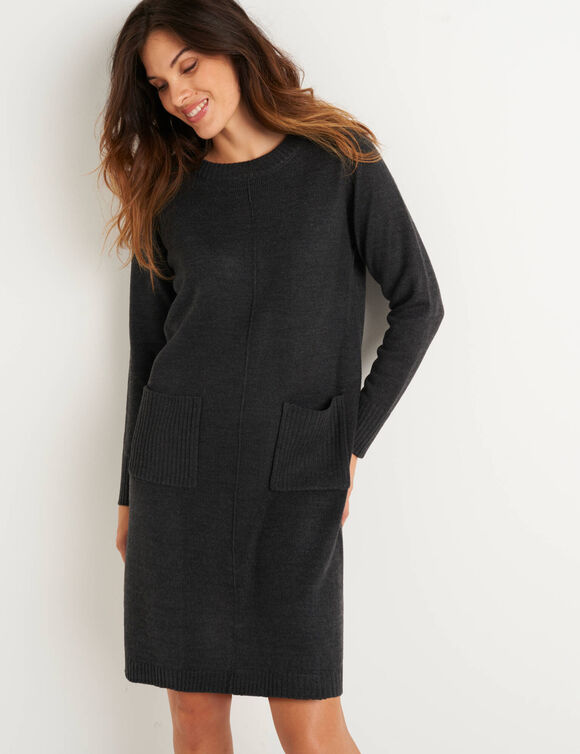 Robe pull à poches (anthracite chiné) Robe pull à poches (anthracite chiné)
